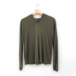 ‎THEORY Easy Ribbed V-Neck Hoodie Pettit